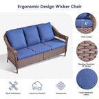 67.3" Outdoor Wicker Patio Sofa with Durable PE Wicker - Brown