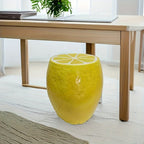 Yellow Lemon Fruit Stool with Playful Resin Design - Yellow
