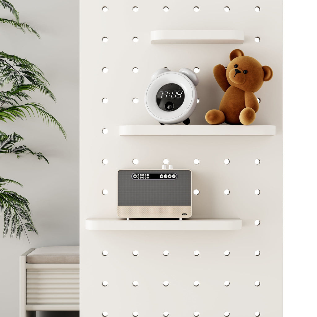 Full Length Wall Mounted Mirror with Shelf and Hook - Dark Brown, White, or Light Brown