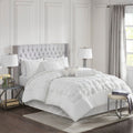 7 Piece Tufted Comforter Set with Hypoallergenic Filling - White