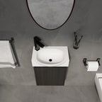 Modern Bathroom Vanity with Ceramic Basin and Storage Cabinet - Light Brown, Black, or White