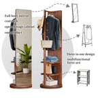 3 In 1 Multifunctional Full-Length Clothing Mirror with Rotating Design - Dark Brown, Black, White, Light Brown