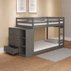 Gray Twin Over Twin Bunk Bed with 4 Drawers and Compartments
