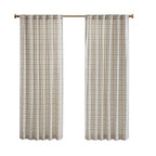 Plaid Rod Pocket Curtain Panel with Fleece Lining - Natural 50x95