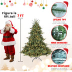 Full-Bodied Pre-Lit Evergreen Christmas Tree with 350 Warm White Lights - Green