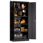 Steel Garage Storage Cabinet with Adjustable Shelves and Lock – Black or White