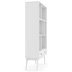 Mid Century Wide Bookcase with Storage Drawers - Multiple Colors
