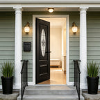 36"x80" Fiberglass Front Door with Durable Construction - Black