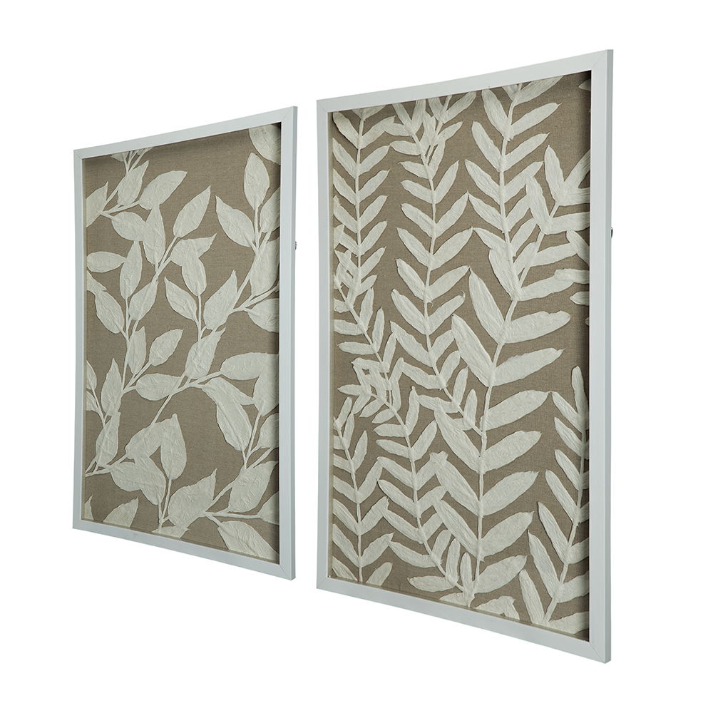 Shadow Box Wall Decor with Paper Florals – White