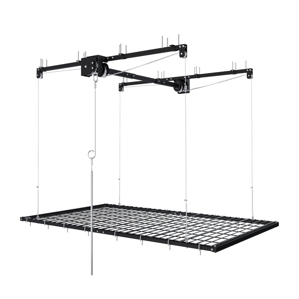 Overhead Garage Storage Rack with Crank System - Black or White