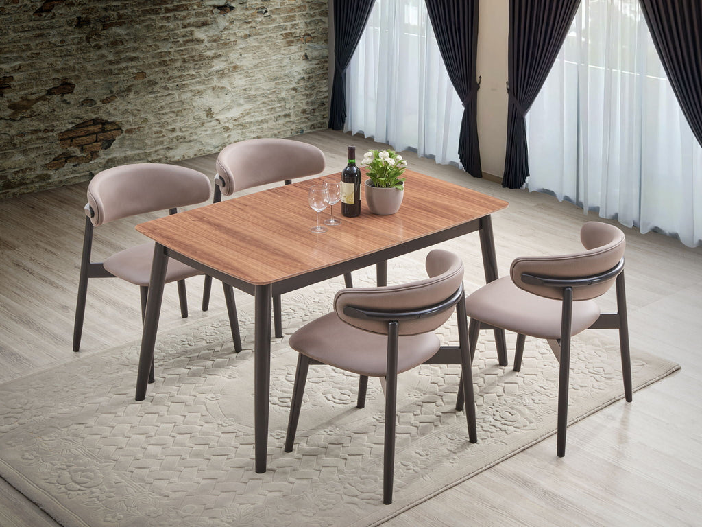 Natural/Black 5 Piece Dining Room Set with Butterfly Leaf Table - Lanae