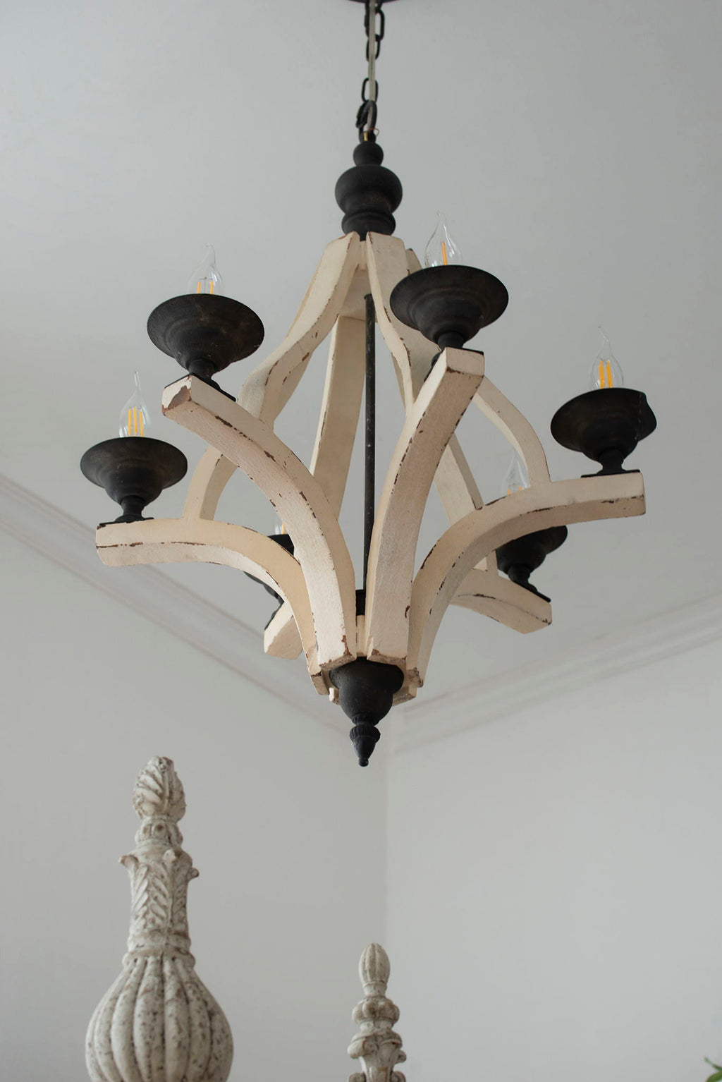 6 Light Wood Chandelier