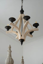 6 Light Wood Chandelier