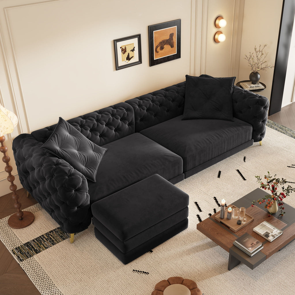 Convertible 3-in-1 Sleeper Sofa Set with Movable Ottoman - Multiple Colors