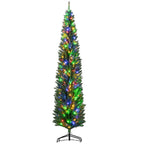 8ft Pencil Prelit Artificial Christmas Tree with 250 Colorful LED Lights