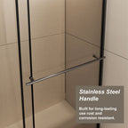 Glass Shower Door with Stainless Steel Handle - Black