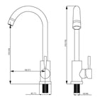 Modern Kitchen Sink Faucet with Single Handle - Gray, Black, Gold