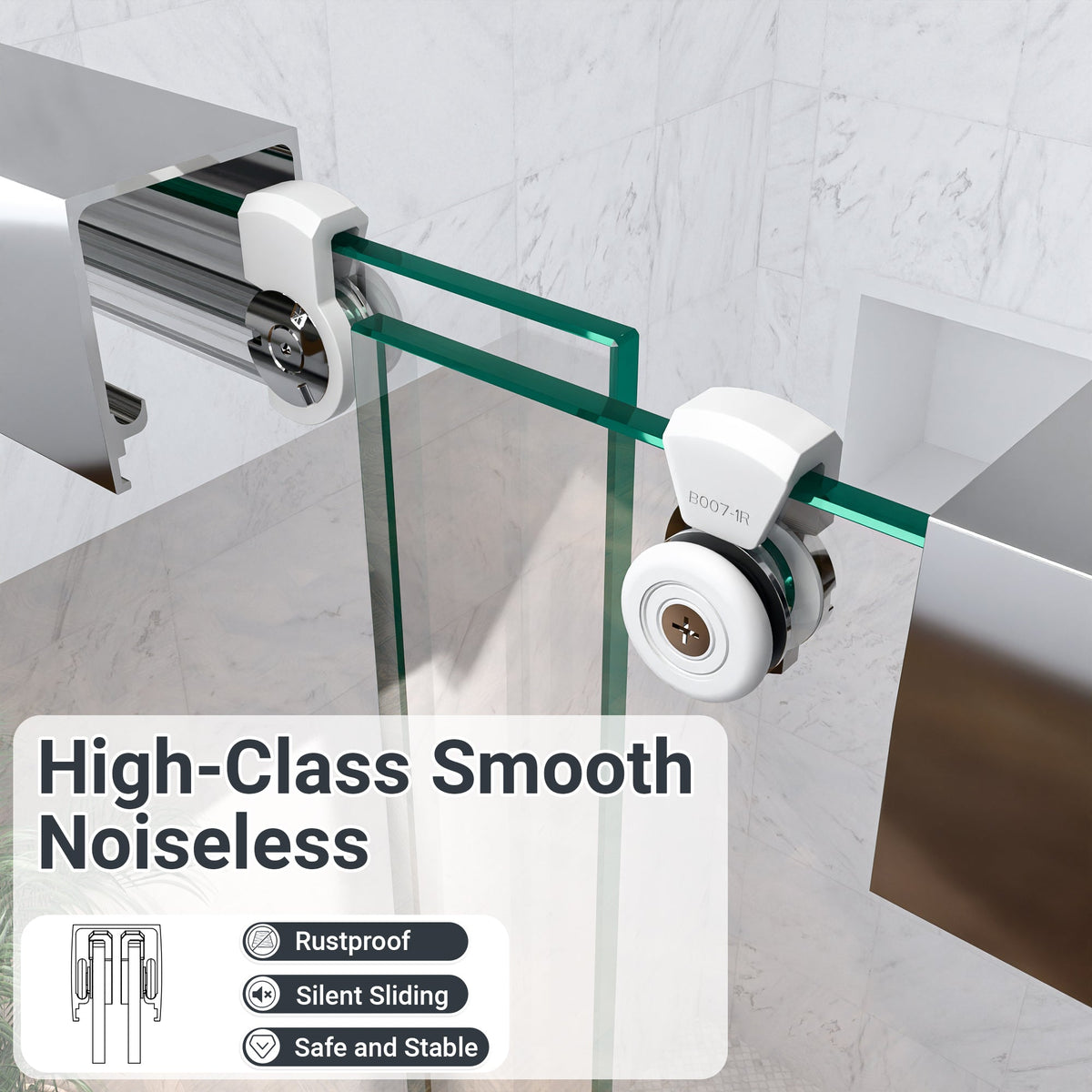 Semi-Frameless Double Sliding Shower Door with Tempered Glass - Clear