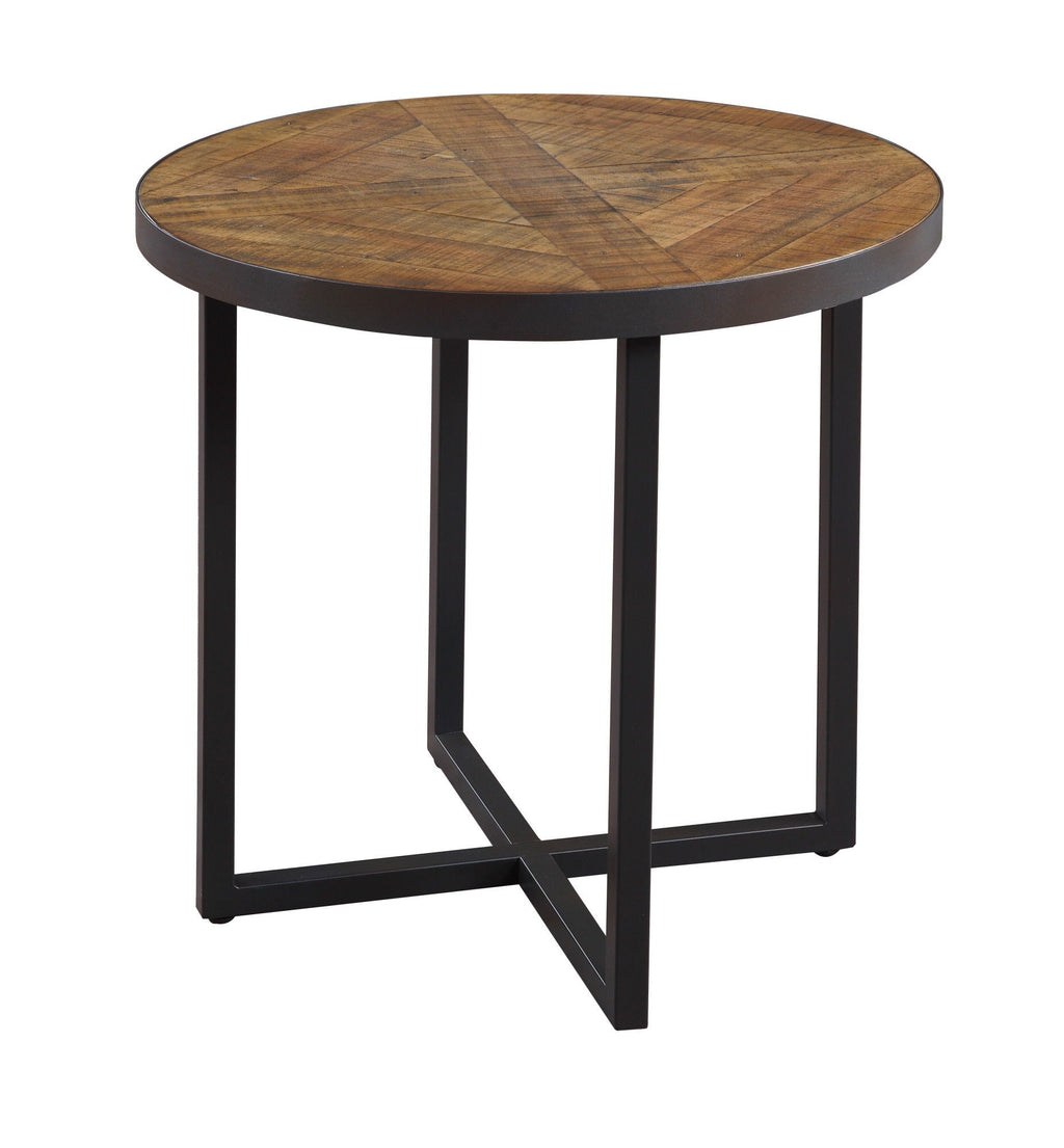 Round Solid Wood Coffee Table with Easy Assembly - Light Brown