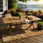 Acacia Wood Telescopic Outdoor Dining Table with Adjustable Length - Teak Finish