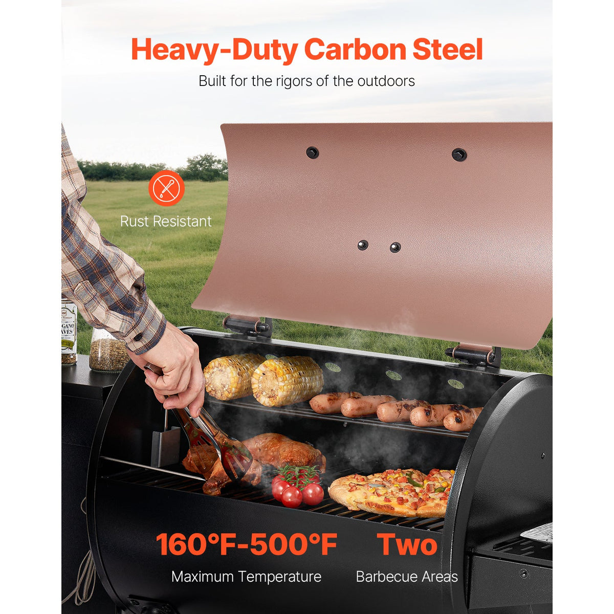 Wood Pellet Grill Smoker with Digital Controls - 456 Sq.In Cook Area