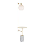 Contemporary Floor Lamp Side Table with White Marble Base - White/Gold