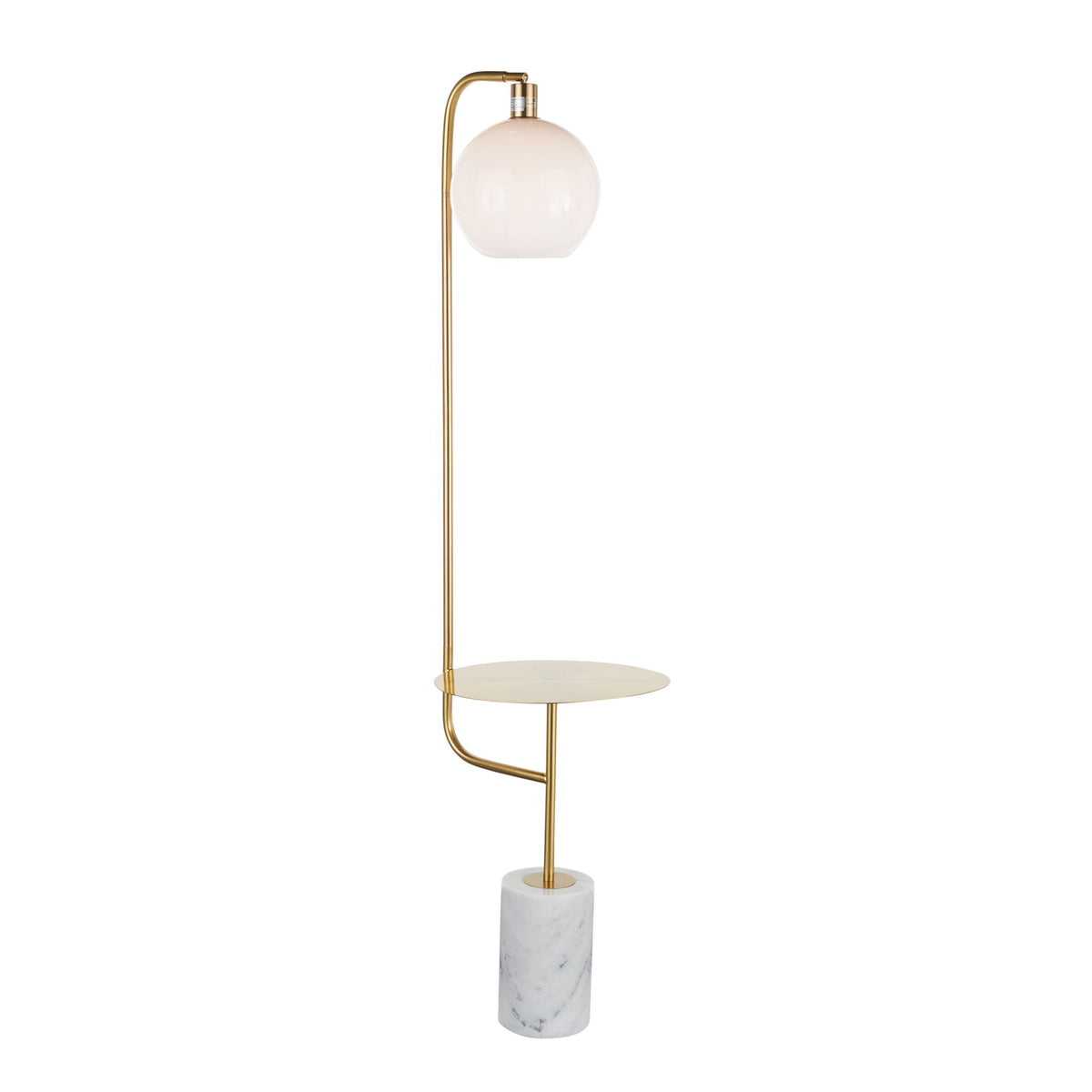 Contemporary Floor Lamp Side Table with White Marble Base - White/Gold