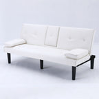 Foldable Sofa Bed with Cup Holder and Solid Wood Frame - Multiple Colors