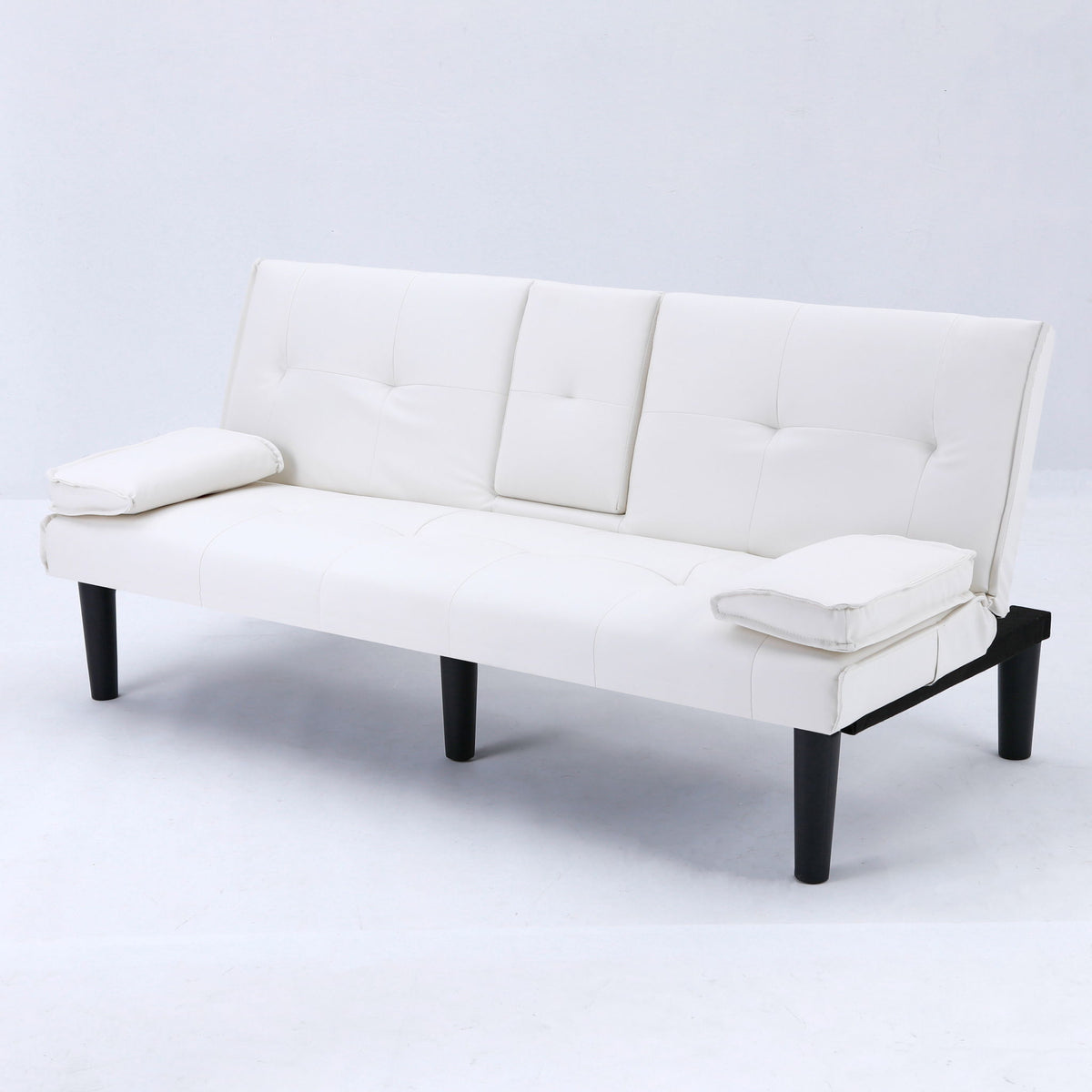 Foldable Sofa Bed with Cup Holder and Solid Wood Frame - Multiple Colors