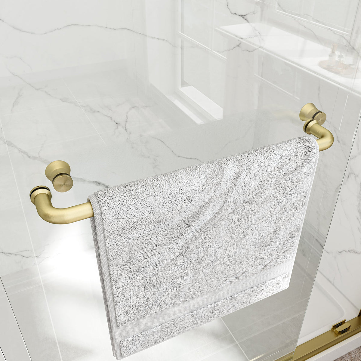 55-60" Adjustable Brushed Shower Door with Tempered Glass - Brushed Gold