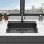 Drop In Kitchen Sink with Nano Technique Gunmetal Finish - Black