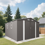 Outdoor Storage Shed with Lockable Doors - Dark Gray