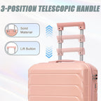 ABS 2-Piece Luggage Set with Spinner Wheels and Combination Lock - Pink