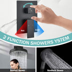 Matte Black Concealed Shower System with Dual Control Valve - Matte Black