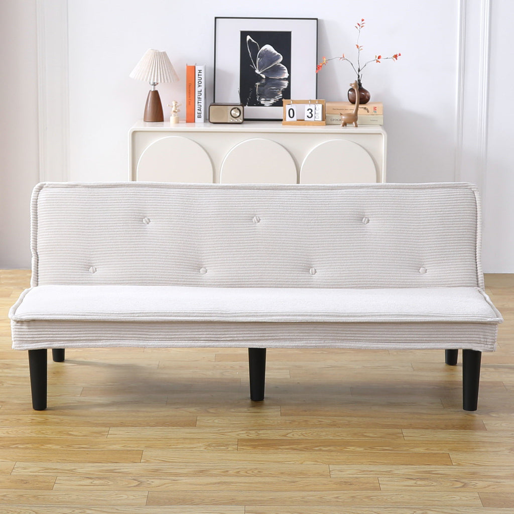 Versatile Sofa Bed with Solid Wood Frame - Pink, Beige, or Black