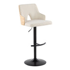 Contemporary Adjustable Barstool Set with Swivel and Rounded T Footrest - Gray or White