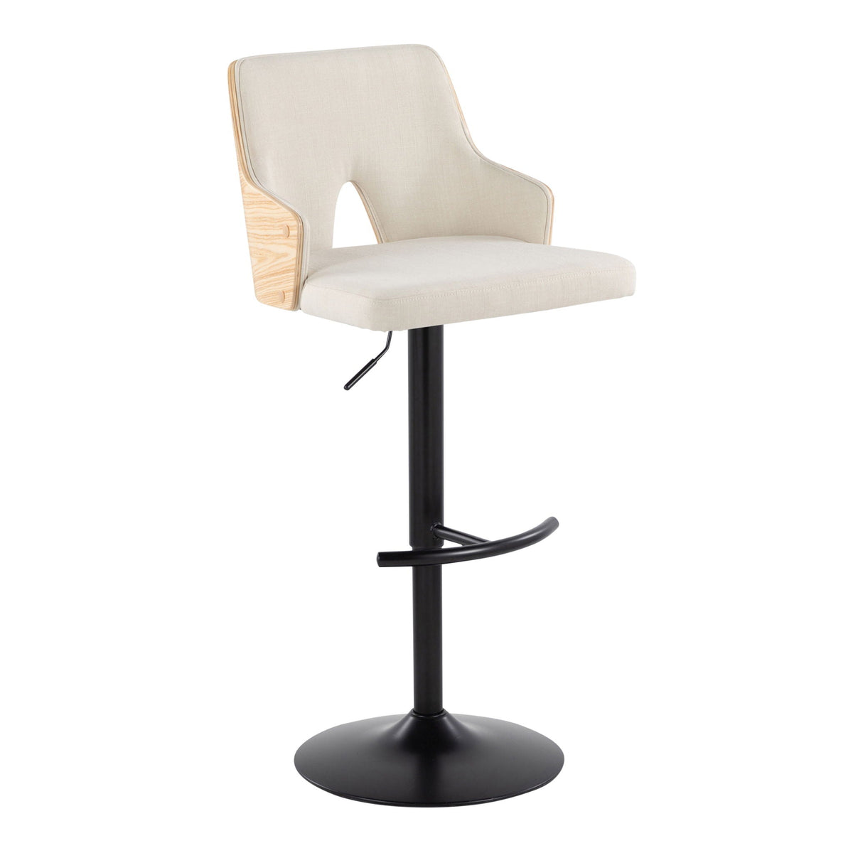 Contemporary Adjustable Barstool Set with Swivel and Rounded T Footrest - Gray or White