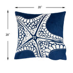 Indigo Starfish Accent Pillows with Hidden Zipper - Set of 2