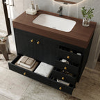 36" Freestanding Bathroom Vanity with Faux Marble Top & Ceramic Sink - Multiple Colors