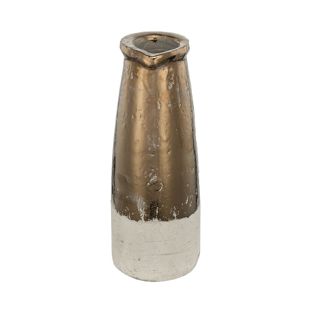 Gold Terracotta Pitcher Vase with Durable Ceramic Construction - Gold