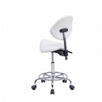 Saddle Stool Chair with Backrest - Ergonomic Support - White