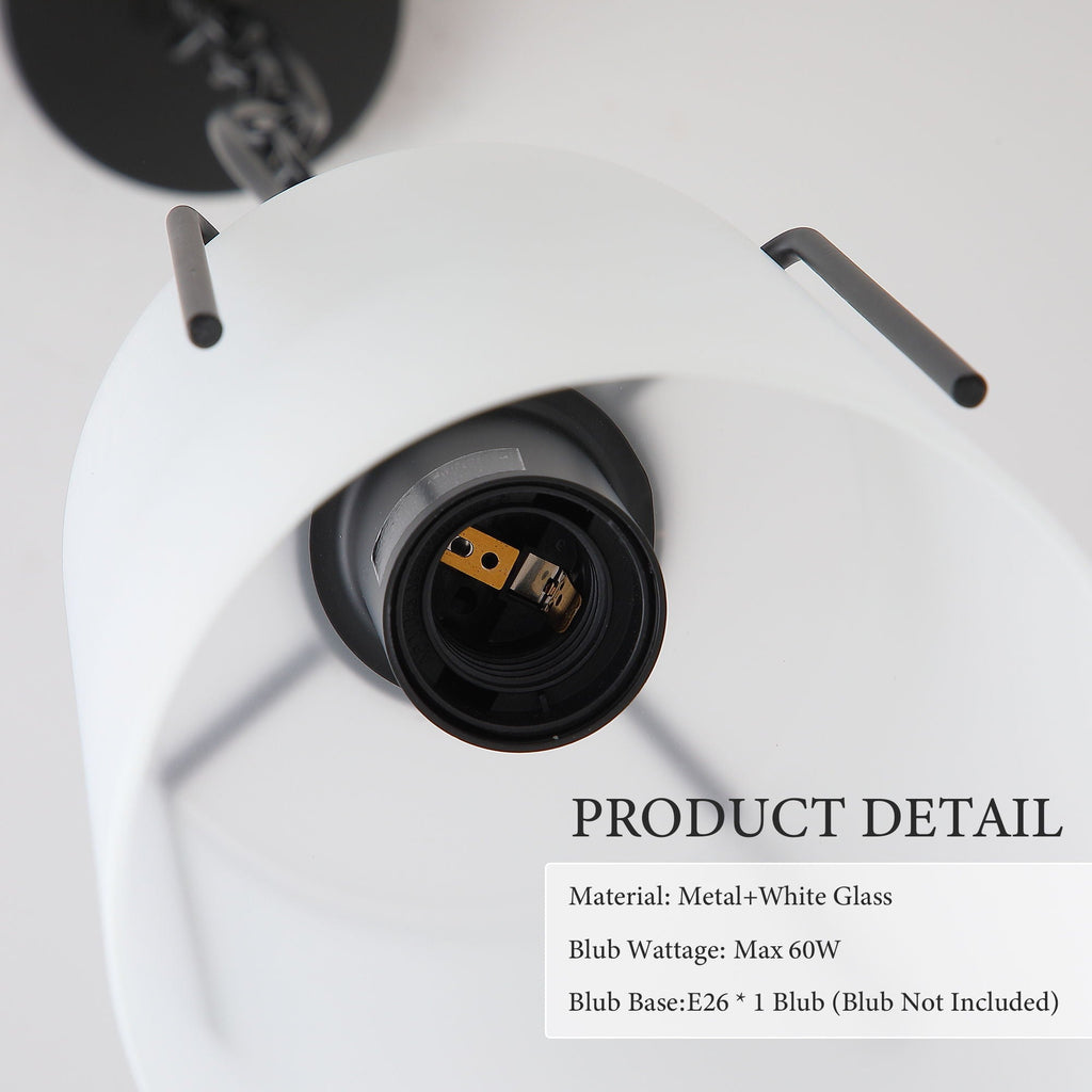 Adjustable Cylindrical Pendant Light with Frosted Glass Shade - Black or Gold