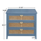 3 Drawer Cabinet, Natural Rattan