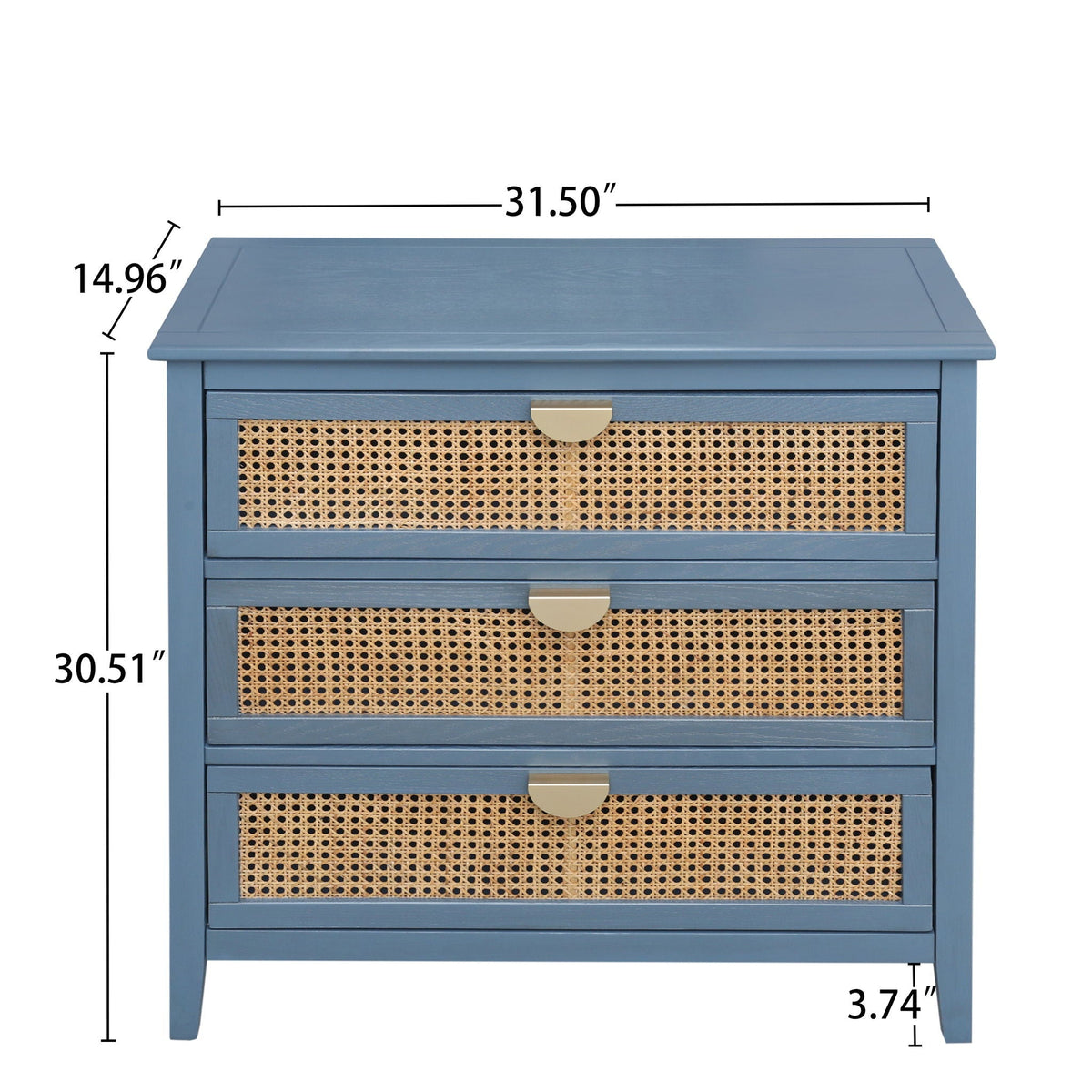 3 Drawer Cabinet, Natural Rattan
