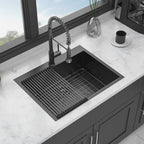 Drop In Kitchen Sink with Nano Technique Gunmetal Finish - Black