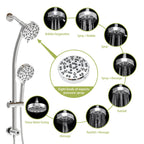 Dual Shower Head System with Rain Shower and Adjustable Slide Bar - Multiple Colors