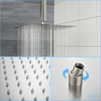 Ultra Thin Square Rainfall Shower Head with 12" Coverage - Gray or Pearl Silver