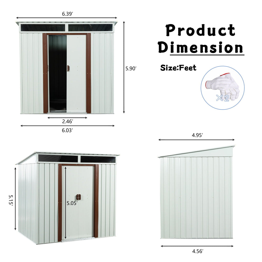 Outdoor Storage Shed with Galvanized Steel Construction - Gray or White