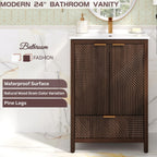 Modern Bathroom Vanity with Sink Combo – Compact Storage - Dark Brown or White