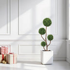 4ft Tall Artificial Boxwood Topiary Tree with Sturdy Planter - Green
